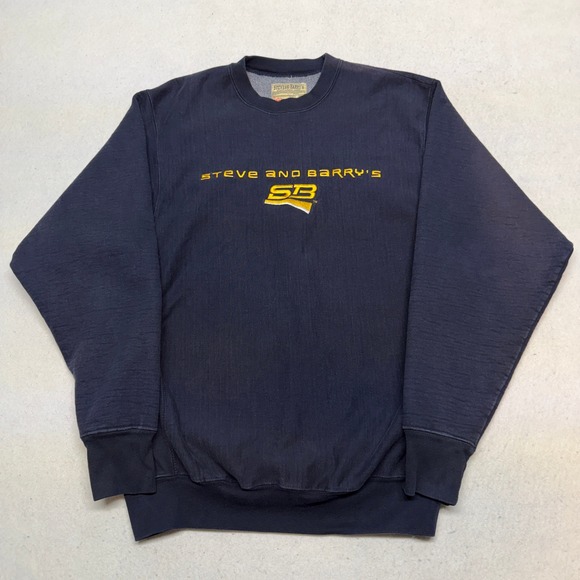 Steve and Barry's Other - VTG Steve and‎ Barrys Navy Blue Sweatshirt Embroidered Logo Y2K Boxy Fit Mens M